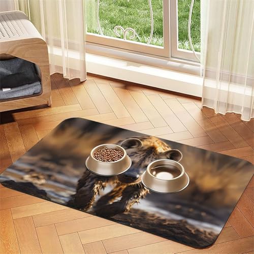 Saugfähige Futtermatte für Haustiere, 40 x 60 cm, mit einsamem Hyänen-Druck, schnell trocknendes Futterunterlage/Leder-Tischset, für Hunde und Katzen, Futternapf, Wasser Saugfähige Futtermatte für Haustiere, 40 x 60 cm, mit einsamem Hyänen-Druck, schnell trocknendes Futterunterlage/Leder-Tischset, für Hunde und Katzen, Futternapf, Wasser von LiuMng