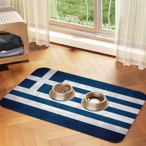Saugfähige Futtermatte für Haustiere, 40 x 60 cm, mit griechischer Flagge, schnell trocknendes Futterunterlage/Leder-Tischset, für Hunde, Katzen, Futternapf, Wasser Saugfähige Futtermatte für Haustiere, 40 x 60 cm, mit griechischer Flagge, schnell trocknendes Futterunterlage/Leder-Tischset, für Hunde, Katzen, Futternapf, Wasser von LiuMng