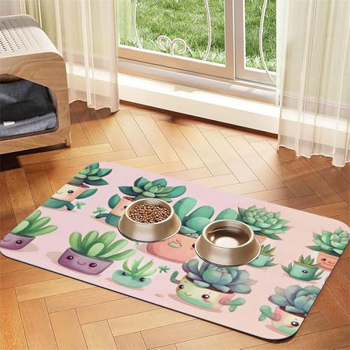 Saugfähige Futtermatte für Haustiere, 40 x 60 cm, mit niedlichem Sukkulenten-Druck, schnell trocknendes Futter-Pad/Leder-Tischset, für Hunde und Katzen, Futternapf, Wasser Saugfähige Futtermatte für Haustiere, 40 x 60 cm, mit niedlichem Sukkulenten-Druck, schnell trocknendes Futter-Pad/Leder-Tischset, für Hunde und Katzen, Futternapf, Wasser von LiuMng
