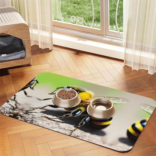 Saugfähige Futtermatte für Haustiere, 40 x 60 cm, niedlicher kleiner Bienen-Druck, schnell trocknendes Futterunterlage/Leder-Tischset, für Hunde und Katzen, Futternapf, Wasser Saugfähige Futtermatte für Haustiere, 40 x 60 cm, niedlicher kleiner Bienen-Druck, schnell trocknendes Futterunterlage/Leder-Tischset, für Hunde und Katzen, Futternapf, Wasser von LiuMng