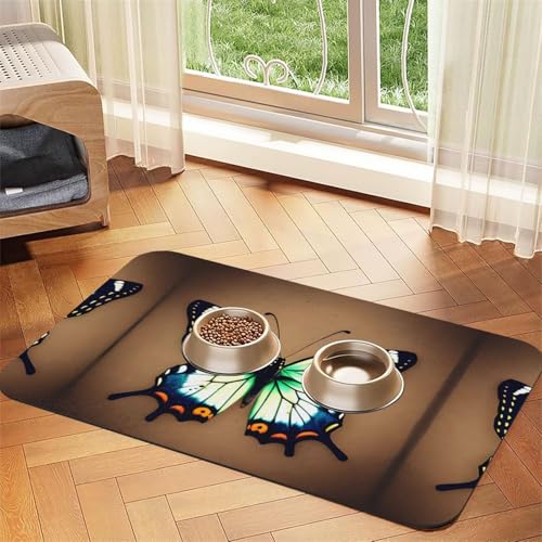 Saugfähige Futtermatte für Haustiere, 40 x 60 cm, niedlicher kleiner Schmetterlings-Druck, schnell trocknendes Futterunterlage/Leder-Tischset, für Hunde und Katzen, Futternapf, Wasser Saugfähige Futtermatte für Haustiere, 40 x 60 cm, niedlicher kleiner Schmetterlings-Druck, schnell trocknendes Futterunterlage/Leder-Tischset, für Hunde und Katzen, Futternapf, Wasser von LiuMng