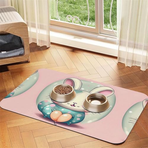 Saugfähige Futtermatte für Haustiere, 40 x 60 cm, rosa Cartoon-Hasen-Druck, schnell trocknendes Futter-Pad/Leder-Tischset, für Hunde und Katzen, Futternapf Saugfähige Futtermatte für Haustiere, 40 x 60 cm, rosa Cartoon-Hasen-Druck, schnell trocknendes Futter-Pad/Leder-Tischset, für Hunde und Katzen, Futternapf von LiuMng