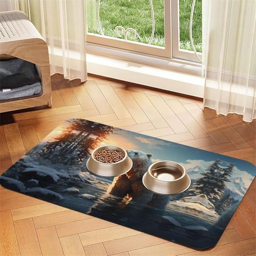 Saugfähige Futtermatte für Haustiere, Motiv: Eisbär im Winter, schnell trocknend, 30 x 45 cm, für Hunde und Katzen, Futternapf, Wasser Saugfähige Futtermatte für Haustiere, Motiv: Eisbär im Winter, schnell trocknend, 30 x 45 cm, für Hunde und Katzen, Futternapf, Wasser von LiuMng