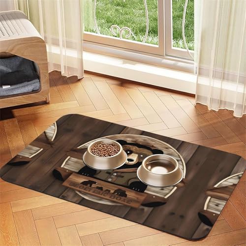 Saugfähige Futtermatte für Haustiere, rustikales Design, 40 x 60 cm, mit Bärenmotiv, schnell trocknendes Futterunterlage/Leder-Tischset, für Hunde und Katzen, Futternapf Saugfähige Futtermatte für Haustiere, rustikales Design, 40 x 60 cm, mit Bärenmotiv, schnell trocknendes Futterunterlage/Leder-Tischset, für Hunde und Katzen, Futternapf von LiuMng