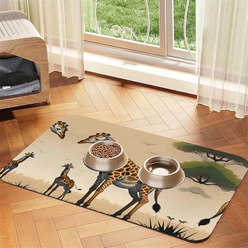 Saugfähige Futtermatte für Hunde und Katzen, Motiv: Mutter und Kind, Giraffenmotiv, schnell trocknend, 30 x 45 cm Saugfähige Futtermatte für Hunde und Katzen, Motiv: Mutter und Kind, Giraffenmotiv, schnell trocknend, 30 x 45 cm von LiuMng