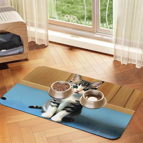 Saugfähige Futtermatte für Schlafzimmer, Kätzchen, 30 x 45 cm, schnell trocknendes Futter-Pad/Leder-Tischset, für Hunde und Katzen, Futternapf von LiuMng