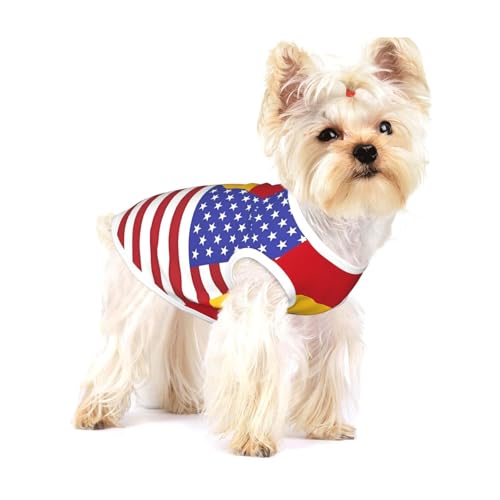 T-Shirt für kleine Hunde aus Baumwolle, mit amerikanischer Spanien-Flagge, weich, atmungsaktiv, ärmellos, Tanktop, Katzenkleidung, für kleine und mittelgroße Hunde T-Shirt für kleine Hunde aus Baumwolle, mit amerikanischer Spanien-Flagge, weich, atmungsaktiv, ärmellos, Tanktop, Katzenkleidung, für kleine und mittelgroße Hunde von LiuMng