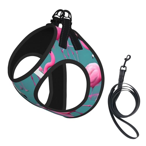 Weiches Haustiergeschirr und Leine, Set mit Flamingo-Druck, verstellbares Netzgewebe, Welpengeschirr für kleine, kleine, große Hunde und Katzen Weiches Haustiergeschirr und Leine, Set mit Flamingo-Druck, verstellbares Netzgewebe, Welpengeschirr für kleine, kleine, große Hunde und Katzen von LiuMng