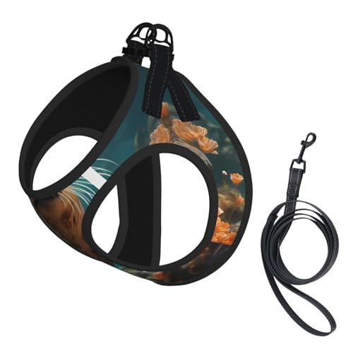 Weiches Haustiergeschirr und Leine, Set mit Welpe im Wasserdruck, verstellbares Netzgewebe, Welpengeschirr für kleine, kleine, große Hunde und Katzen Weiches Haustiergeschirr und Leine, Set mit Welpe im Wasserdruck, verstellbares Netzgewebe, Welpengeschirr für kleine, kleine, große Hunde und Katzen von LiuMng