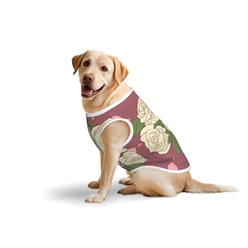 Weiße Rose of Love Pets Baumwollweste, weiche, leichte T-Shirts, ärmelloses Tanktop für mittelgroße und große Hunde mit weißer Rose der Liebe Weiße Rose of Love Pets Baumwollweste, weiche, leichte T-Shirts, ärmelloses Tanktop für mittelgroße und große Hunde mit weißer Rose der Liebe von LiuMng