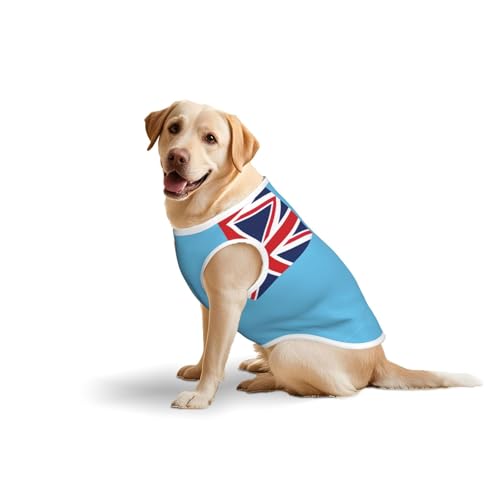 Weste aus Baumwolle mit Fidschi-Flagge, weich, leicht, mit Fidschi-Flagge, ärmelloses Tanktop für mittelgroße und große Hunde Weste aus Baumwolle mit Fidschi-Flagge, weich, leicht, mit Fidschi-Flagge, ärmelloses Tanktop für mittelgroße und große Hunde von LiuMng