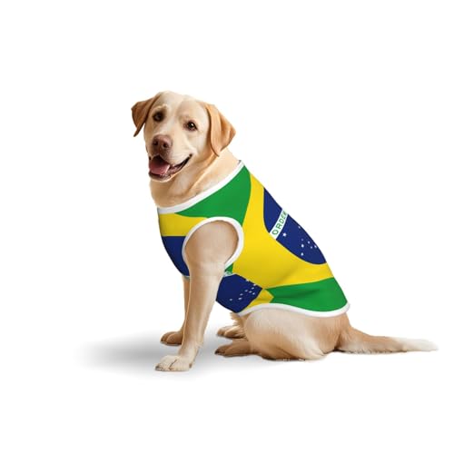 Weste aus Baumwolle mit brasilianischer Flagge, weich, leicht, brasilianische Flagge, ärmelloses Tanktop für mittelgroße und große Hunde Weste aus Baumwolle mit brasilianischer Flagge, weich, leicht, brasilianische Flagge, ärmelloses Tanktop für mittelgroße und große Hunde von LiuMng
