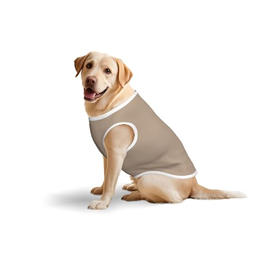 Weste für Haustiere, Baumwolle, weich, leicht, einfarbig, hellbrauner Druck, ärmelloses Tanktop für mittelgroße und große Hunde, Größe 5XL Weste für Haustiere, Baumwolle, weich, leicht, einfarbig, hellbrauner Druck, ärmelloses Tanktop für mittelgroße und große Hunde, Größe 5XL von LiuMng