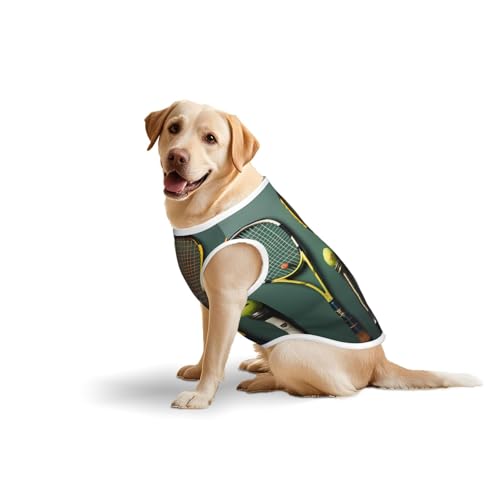 Weste für Haustiere, Baumwolle, weich, leicht, mit Tennisbällen und Schlägern, ärmellos, für mittelgroße und große Hunde, Größe 5XL Weste für Haustiere, Baumwolle, weich, leicht, mit Tennisbällen und Schlägern, ärmellos, für mittelgroße und große Hunde, Größe 5XL von LiuMng