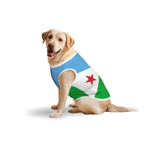 Weste mit Flagge von Dschibuti, Baumwolle, weich, leicht, mit Flagge von Dschibuti, ärmelloses Tanktop für mittelgroße und große Hunde Weste mit Flagge von Dschibuti, Baumwolle, weich, leicht, mit Flagge von Dschibuti, ärmelloses Tanktop für mittelgroße und große Hunde von LiuMng