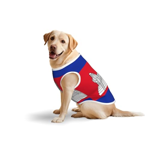 Weste mit Kambodscha-Flagge, Baumwolle, weich, leicht, mit Kambodscha-Flagge, ärmelloses Tanktop für mittelgroße und große Hunde Weste mit Kambodscha-Flagge, Baumwolle, weich, leicht, mit Kambodscha-Flagge, ärmelloses Tanktop für mittelgroße und große Hunde von LiuMng