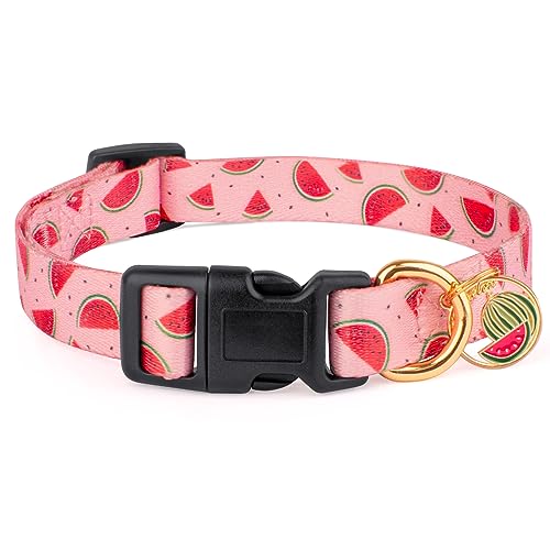 Handgefertigtes Hundehalsband aus Baumwolle für kleine, mittelgroße und große Hunde mit Anhänger (M, hellrosa) von Liugjiau