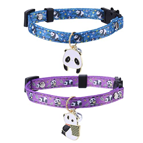 Katzenhalsband aus Baumwolle mit Glöckchen, Panda-Anhänger, niedliches Katzenhalsband, ideal für Mädchen, Katzen, Jungen, Katzen, 2 Stück von Liugjiau