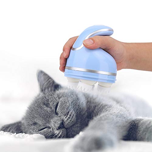 Liukouu Nützliches Massagegerät für empfindliche Katzen, automatisches Massagegerät für Haustiere, tragbar, für Hunde und Katzen (Curved Handle Blue) von Liukouu