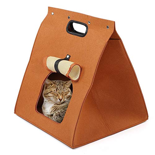 Tragbare Katzentasche aus Filz Schokolade Reinigung, tragbar, gute Luftdurchlässigkeit, bequem für kleine Hunde und Katzen von Liukouu