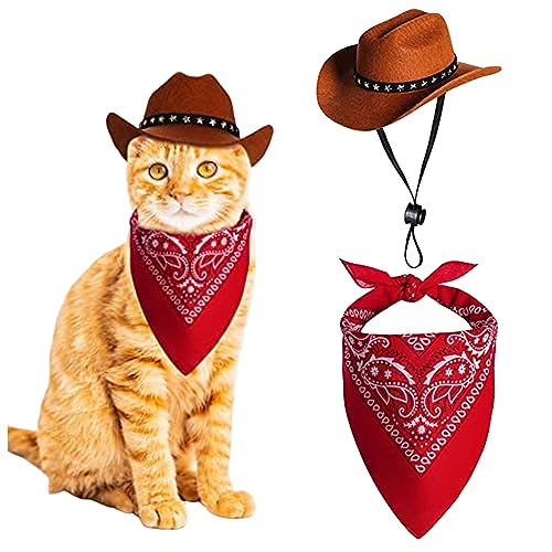 Liummrcy Hunde Cowboy Kostüm 2PCS Hund Cowboyhut und Bandana Schal Western Haustier Halloween Kostüme Accessoires für Welpen Kätzchen Cosplay Party Festival täglich tragen, Hundehut Liummrcy Hunde Cowboy Kostüm 2PCS Hund Cowboyhut und Bandana Schal Western Haustier Halloween Kostüme Accessoires für Welpen Kätzchen Cosplay Party Festival täglich tragen, Hundehut von Liummrcy