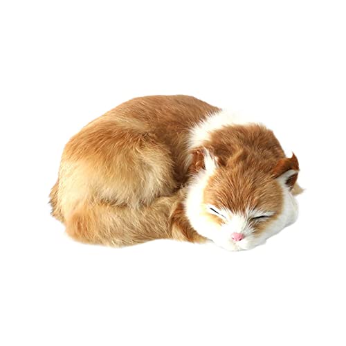 Liummrcy Katzenspielzeug für Kinder, schlafende Katze, niedliches Kunstleder, 21 x 17 x 7 cm, realistische Katze, dekorativ, lebensechte Katzenpuppe, Fotografie-Requisite von Liummrcy