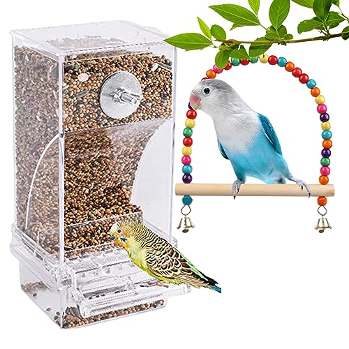 Vogelsamen für Außenfutterhäuschen, Vogelfuttermittel, 2pcs 7,28x2,95 Zoll hängende Kunststoff Plastik Bird Käfig Feeder Lobgie Spielzeug Spielzeug für Papageien Cockatiels Finken von Liummrcy