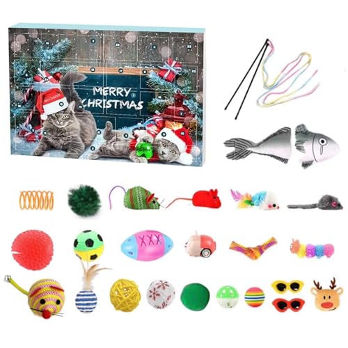 Weihnachtsschmuck, Weihnachtsab Adventskalender 2024, 24 -Tage -Katzen -Adventskalender mit verschiedenen Katzenspielzeugen, interaktives Countdown -Spielzeug für Liebhaber Weihnachten von Liummrcy