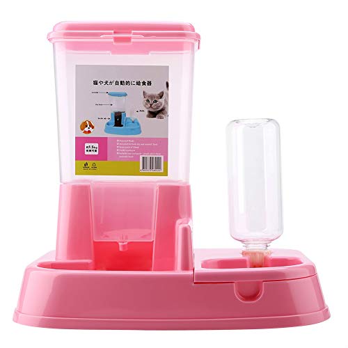 Liuyoyo Hunde- und Katzennäpfe, Haustier-Wasser- und Futternapf, Wasserspender, Flasche, Automatischer Futterspender für Haustiere, Abnehmbarer Futterspender, Wasserflasche, Katzen, Hunde,(Rosa) von Liuyoyo