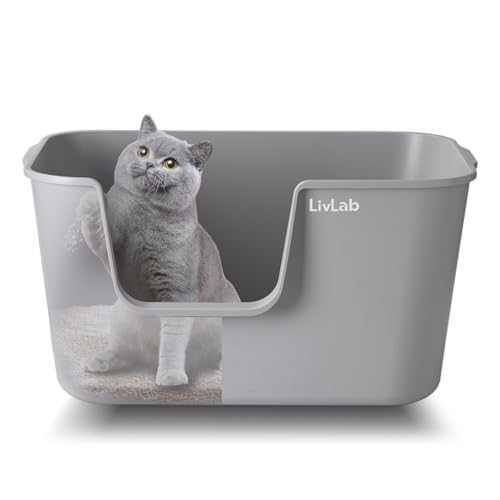 LivLab Katzenklo, extragroße Katzentoilette, mit hohen Seitenwänden, Katzenstreumatte, Aufbewahrungsbox,für große Katzen (O02) von LivLab