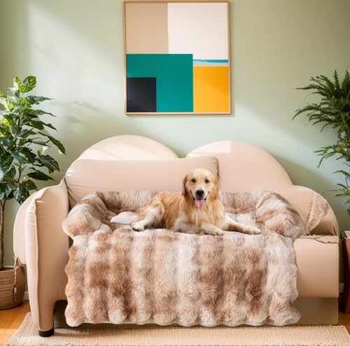 Dicker Kaninchen-Plüsch-Pet-Couch-Überzug für Sofa, Hundesofa-Bettenmatte, waschbare Plüsch-Couch-Abdeckung für Hund, Möbel-Schutz-Hundesofa-Matte für Hunde und Katzen, Flauschiges Hundecouch-Bett von LiveGo