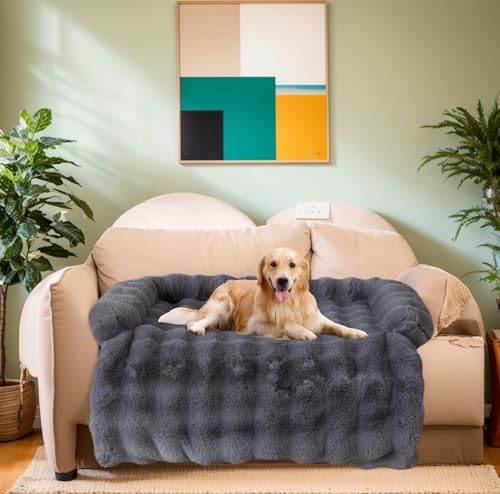 Dicker Kaninchen-Plüsch-Pet-Couch-Überzug für Sofa, Hundesofa-Bettenmatte, waschbare Plüsch-Couch-Abdeckung für Hund, Möbel-Schutz-Hundesofa-Matte für Hunde und Katzen, Flauschiges Hundecouch-Bett von LiveGo