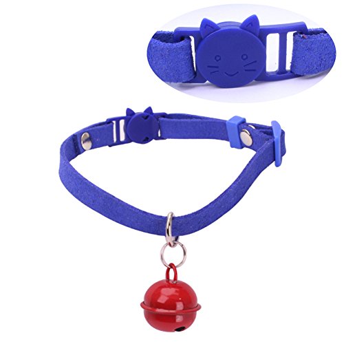Livecity Halsband mit Glöckchen, Katzenmotiv, verstellbar, weiches Geschenk (dunkelblau) von Livecity