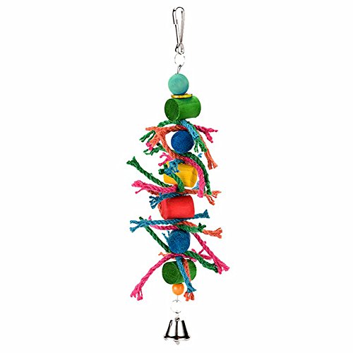 Mehrfarbig Holz Ball Zylinder Block Hanf Seil kauen Swing Parrot Bird Toys zufällige Farbe von Livecity