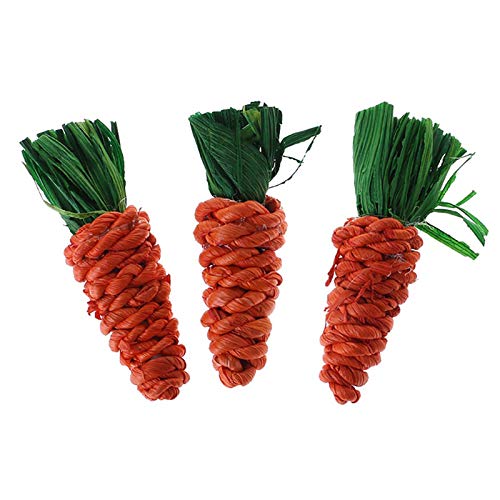 Livecitys 3-teiliges kleines Kauspielzeug für Haustiere, Zahnreiniger, Karottenform, Molarspielzeug aus Baumwolle, Hase, bissfest, für kleine Haustiere Livecitys 3-teiliges kleines Kauspielzeug für Haustiere, Zahnreiniger, Karottenform, Molarspielzeug aus Baumwolle, Hase, bissfest, für kleine Haustiere von Livecitys