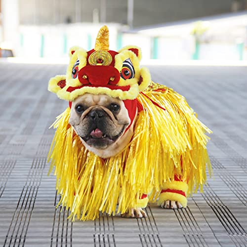 Livecitys Haustier Hund Weihnachts Kleidung Kostüm Tanzender Löwe Cosplay Kleidung im chinesischen Stil, Neujahr, Haustier-Hunde kostüm, Xmas Party Cosplay Kostüme S von Livecitys