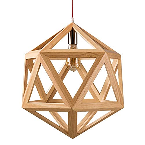 N/Z Home Equipment Wooden Pendant Light Solid Wood Geometry Hanging Lamp Chandelier von Livecitys