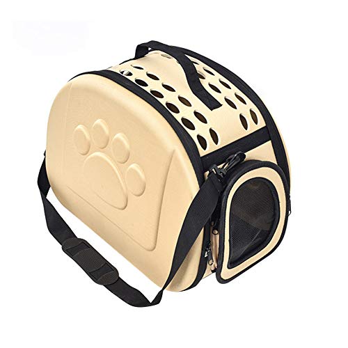 Livecitys Dog Cat Carrier Cage, Tragbare Praktische Modische Atmungsaktive Faltbare Umhängetasche Für Haustierträger Golden L von Livecitys