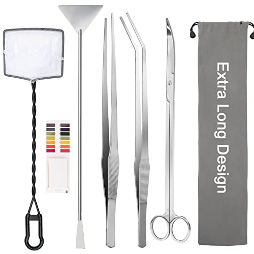 Liveek 7-in-1 Aquarium-Aquascape-Werkzeug-Set, 38.1 cm, Wasserpflanze, extra langes Aquascaping-Werkzeug für Aquarien, Reinigungswerkzeug-Sets mit silberner Pinzette, Schere, PH-Papier, Taschen Liveek 7-in-1 Aquarium-Aquascape-Werkzeug-Set, 38.1 cm, Wasserpflanze, extra langes Aquascaping-Werkzeug für Aquarien, Reinigungswerkzeug-Sets mit silberner Pinzette, Schere, PH-Papier, Taschen von Liveek