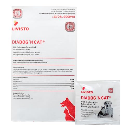 Livisto DiaDog`N Cat für Hunde und Katzen | 30er Pack | 30 x 5 g | Diätergänzungsfuttermittel für Hunde und Katzen | Kautablette zur Linderung akuter Resorptionsstörungen des Darms Livisto DiaDog`N Cat für Hunde und Katzen | 30er Pack | 30 x 5 g | Diätergänzungsfuttermittel für Hunde und Katzen | Kautablette zur Linderung akuter Resorptionsstörungen des Darms von Livisto