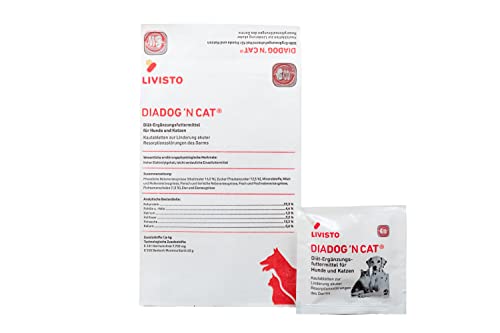 Livisto DiaDog`N Cat für Hunde und Katzen | 20er Pack | 20 x 5 g | Diätergänzungsfuttermittel für Hunde und Katzen | Kautablette zur Linderung akuter Resorptionsstörungen des Darms von Livisto
