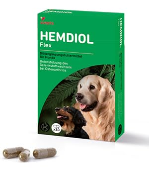 Livisto Hemidol Flex | 30 Kapseln | Diätergänzungsfuttermittel für Hunde bei Osteoarthritis | Mit Vitamin E, Curcuma und Hanfmehl | Kann zur Schmerzlinderung bei Hunden beitragen von Livisto