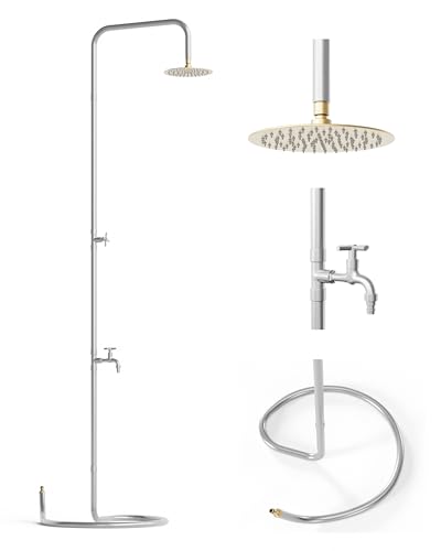 Livlig53 LIVLIG Design Gartendusche Aussendusche, Edelstahl gebürstet, selbststehende Gartendusche, Pooldusche, Outdoor Dusche, Kopf schwenkbar von Livlig53