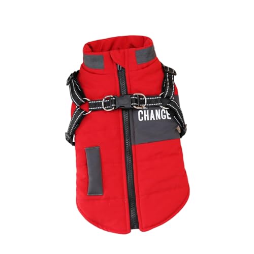 Hundejacke Winterweste Winddicht Wasserdicht Hundemantel Kaltwetter Verdicken Warme Mäntel, Outdoor Hunde Wintermantel Hundeweste， Skianzug für Mittelgroße und Große Hunde（Rot-M） von Livoravoli