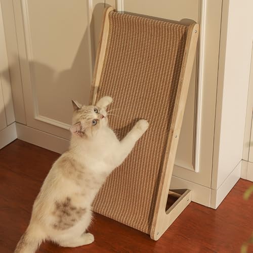 Katzenkratzbrett, 69 cm hohe L förmige Kratzpappe widerstandsfähig,kratzbretter Katze senkrecht an die Wand Stellen oder flach als Rampe Legen für Katzen bis 15 kg (33 lbs) geeignet von Liwankaqi