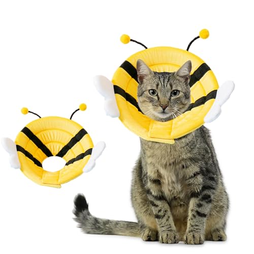 Liwein Halskrause Katze, Einstellbarer Halskrause Katze Halsband, Weich und Verstellbar Katzen Halskrause für nach Operationen Verhindert das Lecken von Wunden Katzenkragen(S) von Liwein