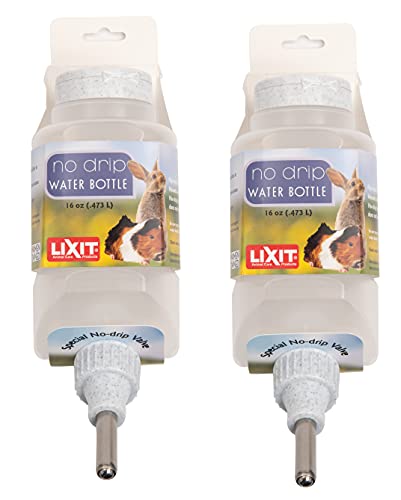 Lixit Top Fill tropffreie Wasserflaschen für Kaninchen, Frettchen, Hamster, Meerschweinchen, Ratten, Chinchillas und andere Kleintiere (473 ml, Granit), 2 Stück von Lixit
