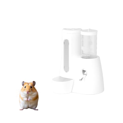 Hamster Wasserspender - 2 in 1 Automatischer Futterspender und Wasserflasche, Hamster zubehör für Futterkäfig, Mit 300 ml Getreidespeicher und 80 ml Wasserflasche von Lixstyea