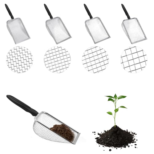 Lixstyea 4 Stück Metall Siebschaufel Garten - Kompostsieb mit Rutschfester Griff, Katzenstreuschaufel, Gartensieb, Kompost Siebschaufel, Geeignet zum Sieben von Erde und Reinigen von Katzentoiletten Lixstyea 4 Stück Metall Siebschaufel Garten - Kompostsieb mit Rutschfester Griff, Katzenstreuschaufel, Gartensieb, Kompost Siebschaufel, Geeignet zum Sieben von Erde und Reinigen von Katzentoiletten von Lixstyea