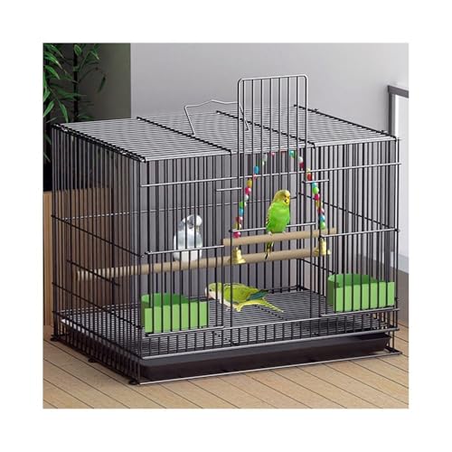 Bequem Geräumiger Vogelkäfig aus Metall, Ziehtablett, mehrere Futtertüren, faltbares Design for Papageien und kleine Vögel Praktisch(Schwarz,Klein) von Lizhuzhuzs28